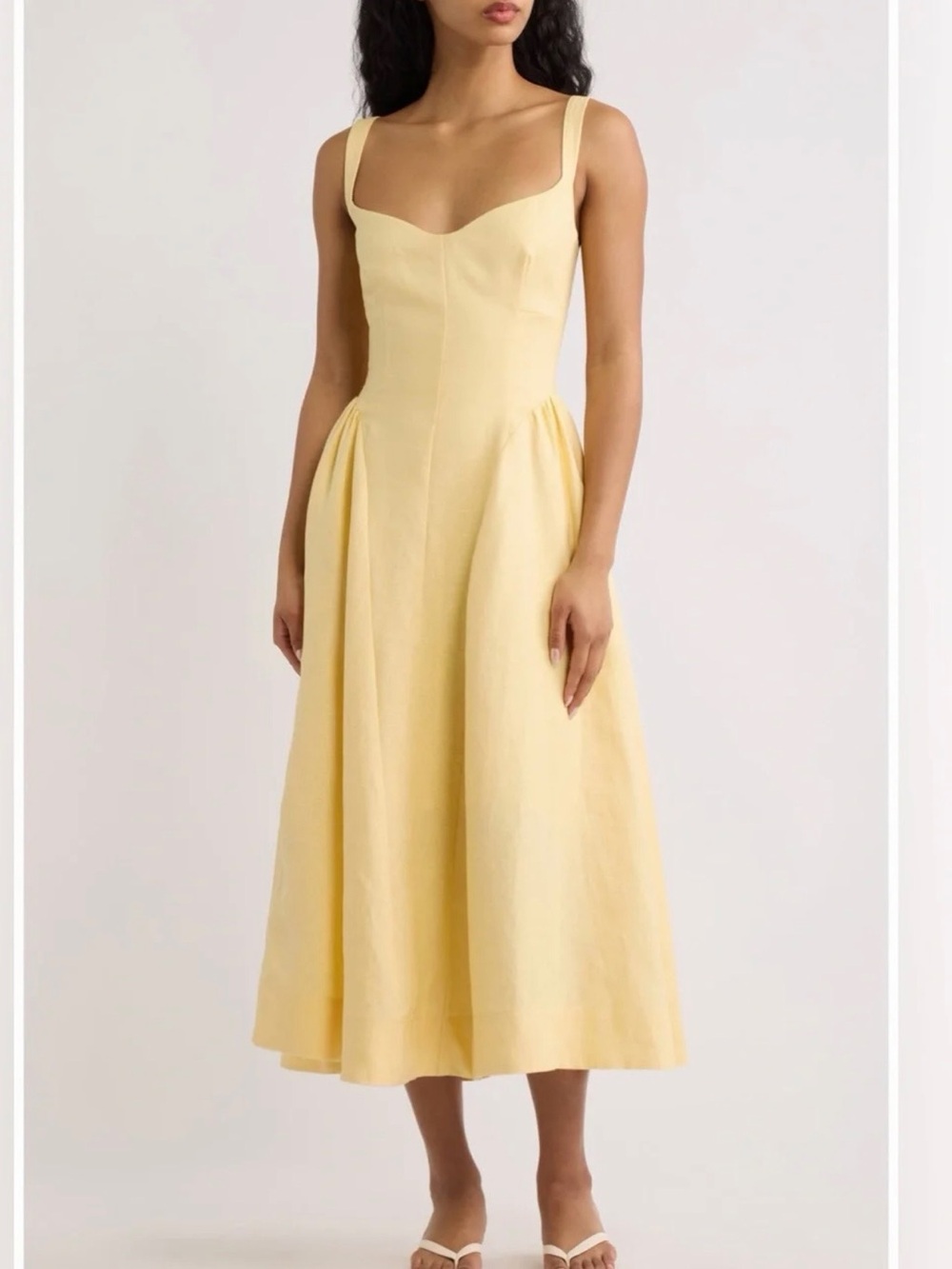 Reformation Birdie Linen Dress In Ray Of Light, NEW WITHOUT TAGS, NEVER WORN.